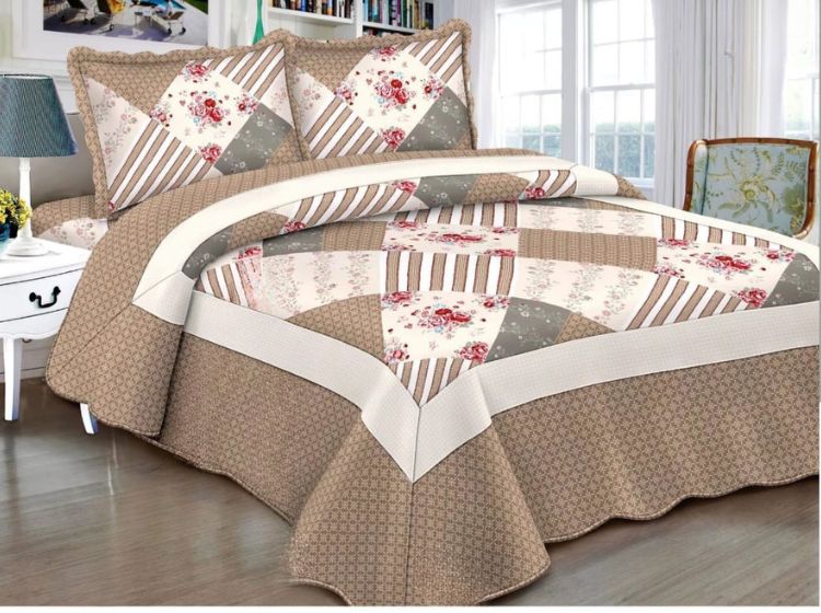 Beyond Dream – Premium Double Bed Quilted Bedcover Set (3-Piece) | Real Patchwork - The Gharnish - A Unit of Satkala Creations