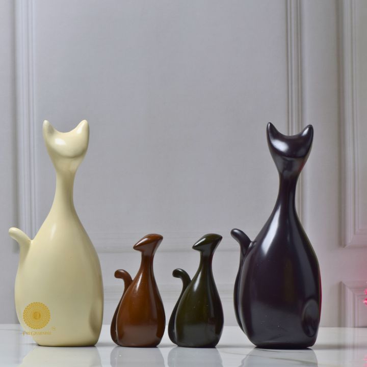 Cat Family Figurine Table Top Decor - The Gharnish - A Unit of Satkala Creations