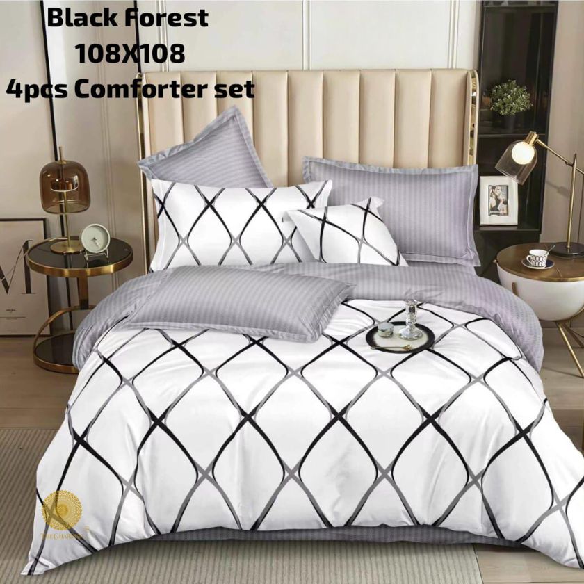 Black Forest 4 Pieces REVERSIBLE Comforter Set - The Gharnish - A Unit of Satkala Creations