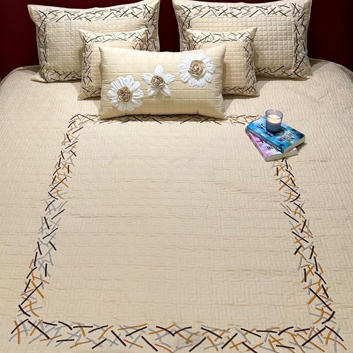 King Size 6 Pcs Quilted Bedcovers Set - The Gharnish - A Unit of Satkala Creations