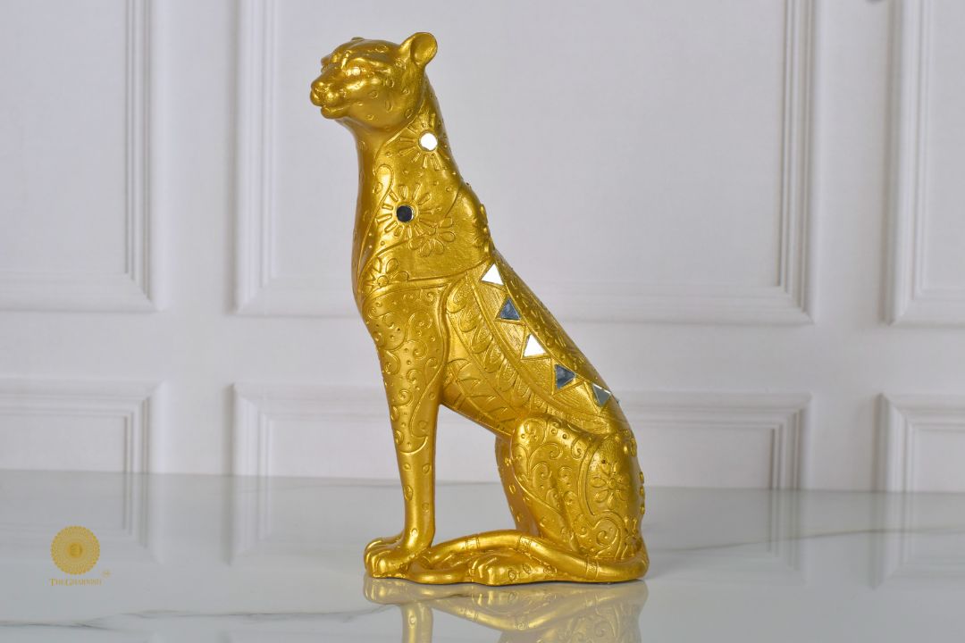 Golden Leopard Figurine - The Gharnish - A Unit of Satkala Creations