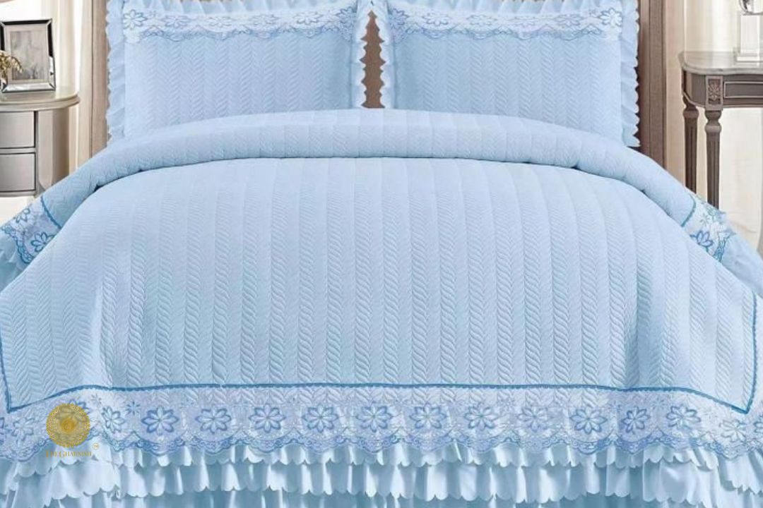 Premium 3 Layer Frill Quilted Bedcover - The Gharnish - A Unit of Satkala Creations