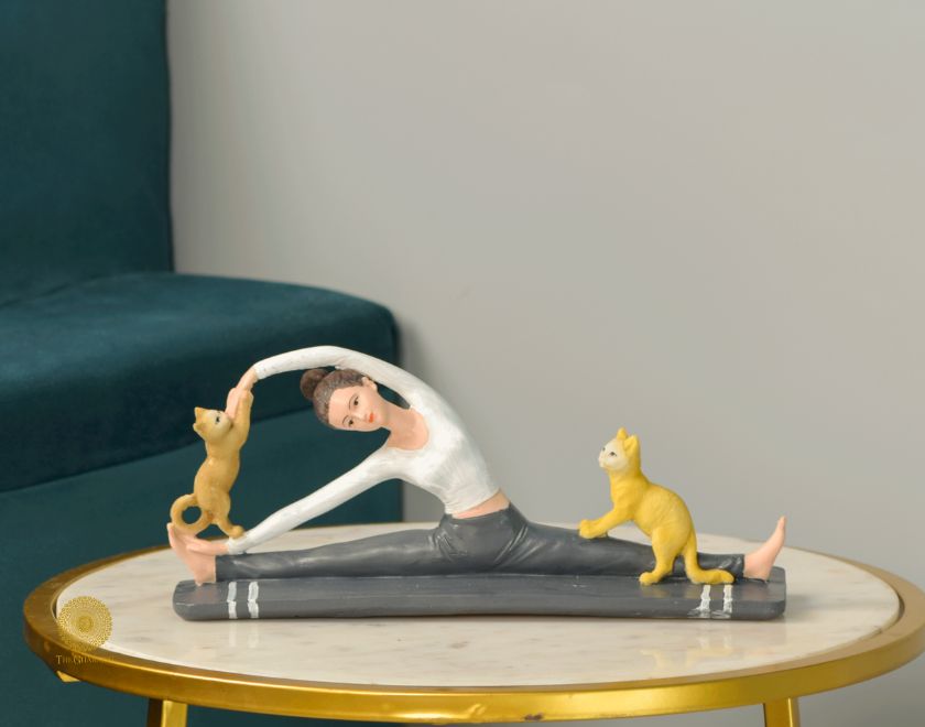 Cat Yoga Showpiece - The Gharnish - A Unit of Satkala Creations