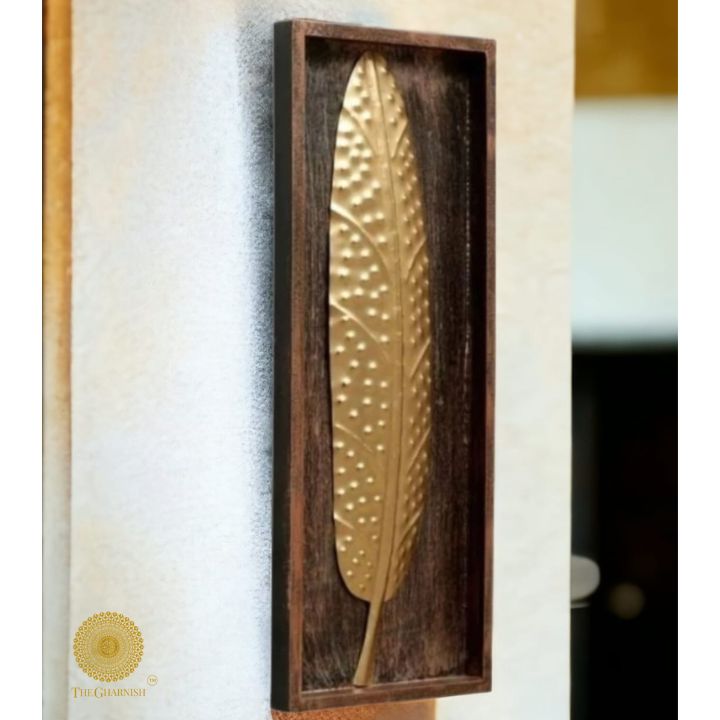 Hale Leaf Wooden Frame Wall Art (8x20 Inches) - The Gharnish - A Unit of Satkala Creations
