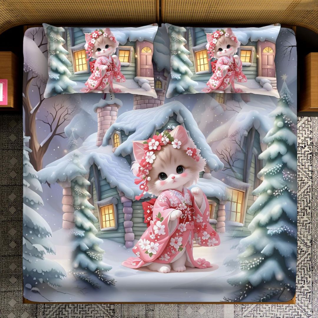 Labubu Doll 7D Print Bedsheet for Kids - The Gharnish - A Unit of Satkala Creations