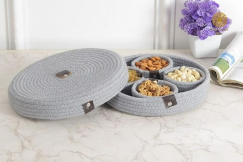 Cotton Rope Dry Fruit Tray Set - The Gharnish - A Unit of Satkala Creations