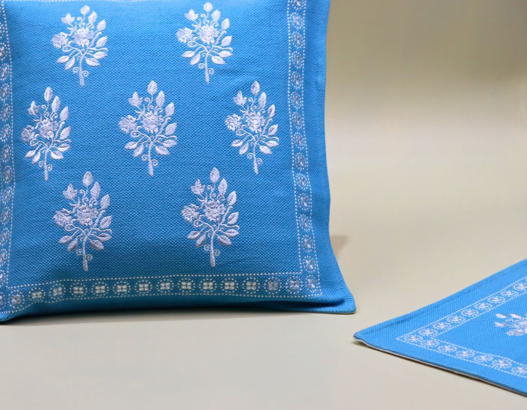 Pure Cotton Embroidered Cushion Covers – Elegance in Every Stitch - The Gharnish - A Unit of Satkala Creations