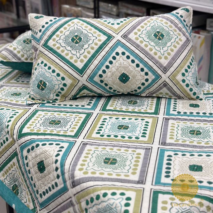Lux Fancy Quilted Reversible Bedding Set - The Gharnish - A Unit of Satkala Creations