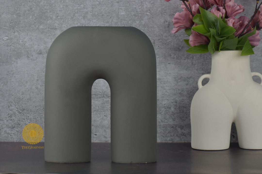 U Shape Contemporary Boho Vase - Black - The Gharnish - A Unit of Satkala Creations