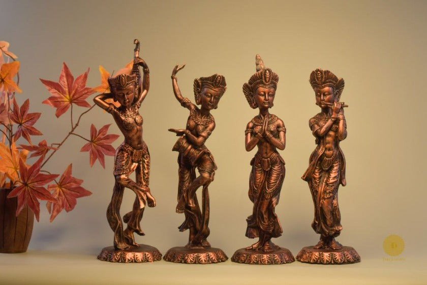 Antique Set of Lady Musician Figurine - The Gharnish - A Unit of Satkala Creations