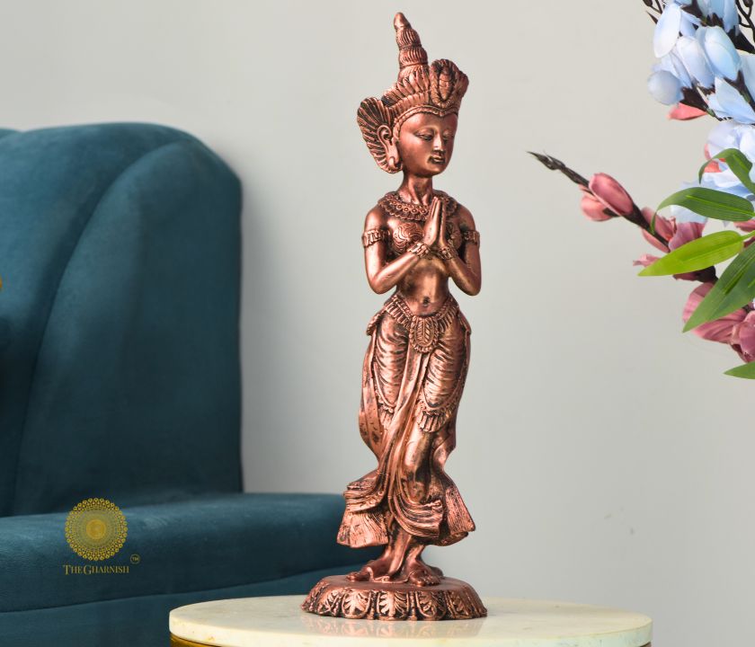 Namaste Pose Women Statue - The Gharnish - A Unit of Satkala Creations
