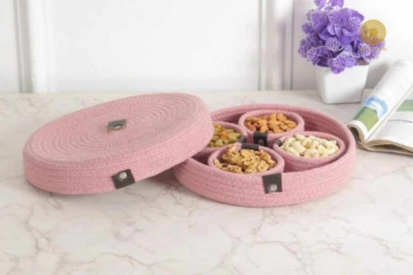 Cotton Rope Dry Fruit Tray Set - The Gharnish - A Unit of Satkala Creations