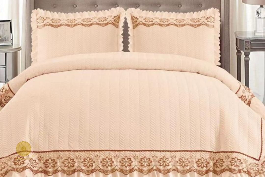 Premium 3 Layer Frill Quilted Bedcover - The Gharnish - A Unit of Satkala Creations