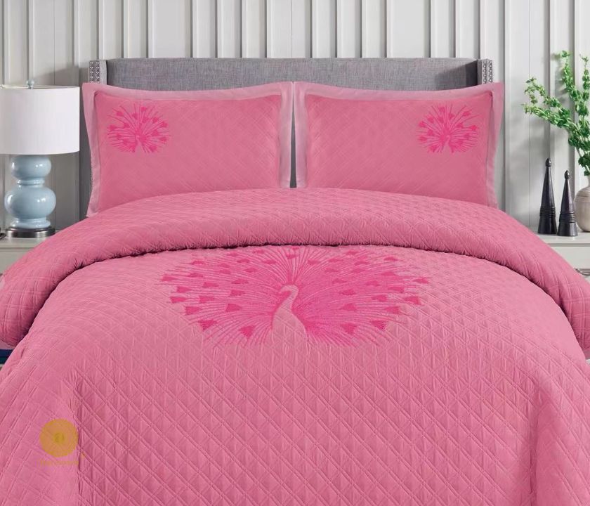 Paradise Solid All Season Bedding Set With Embroidery - The Gharnish - A Unit of Satkala Creations