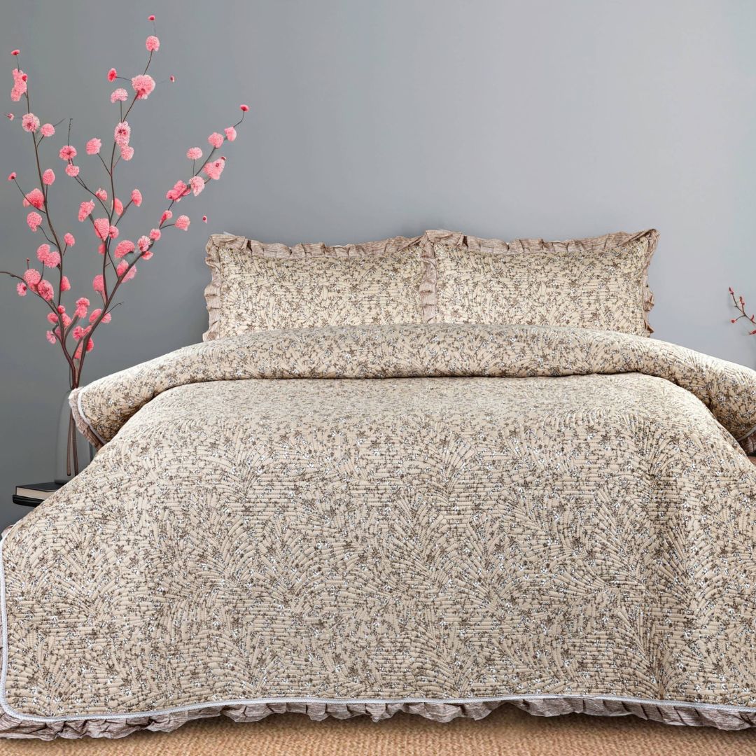 Benzo 3 Pcs Premium Cotton Quilted Bedding Set - The Gharnish - A Unit of Satkala Creations