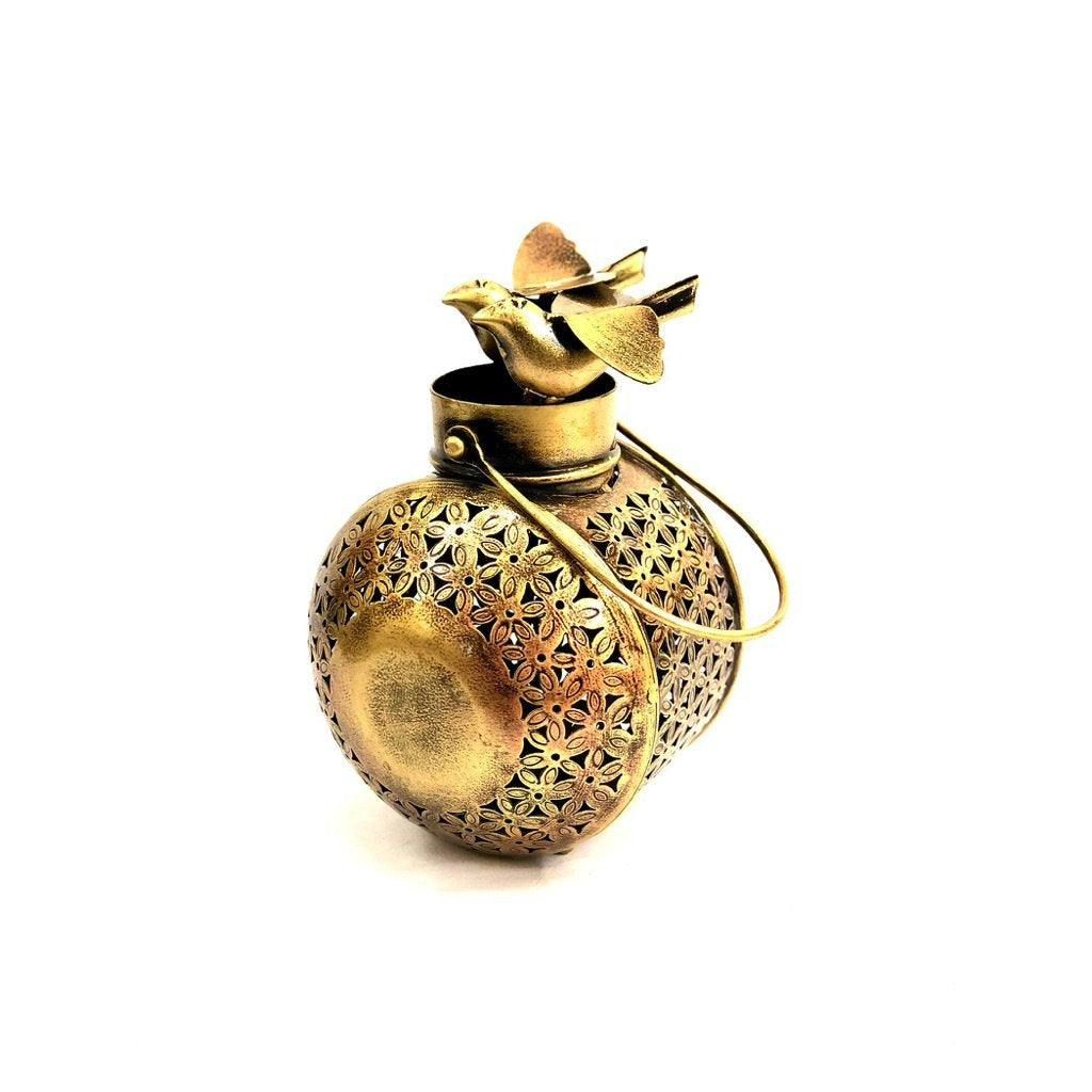 Hanging Metal Light With Bird - The Gharnish - A Unit of Satkala Creations