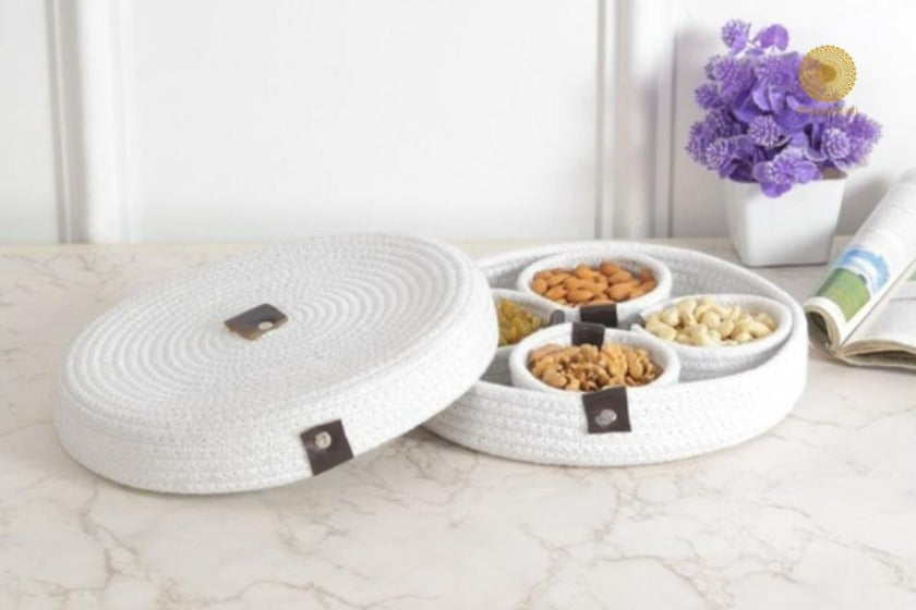 Cotton Rope Dry Fruit Tray Set - The Gharnish - A Unit of Satkala Creations