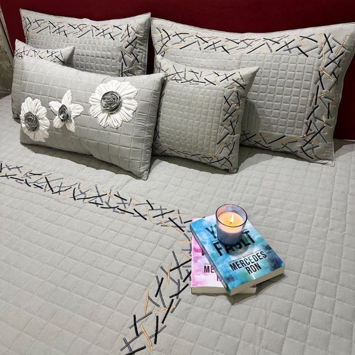 King Size 6 Pcs Quilted Bedcovers Set - The Gharnish - A Unit of Satkala Creations