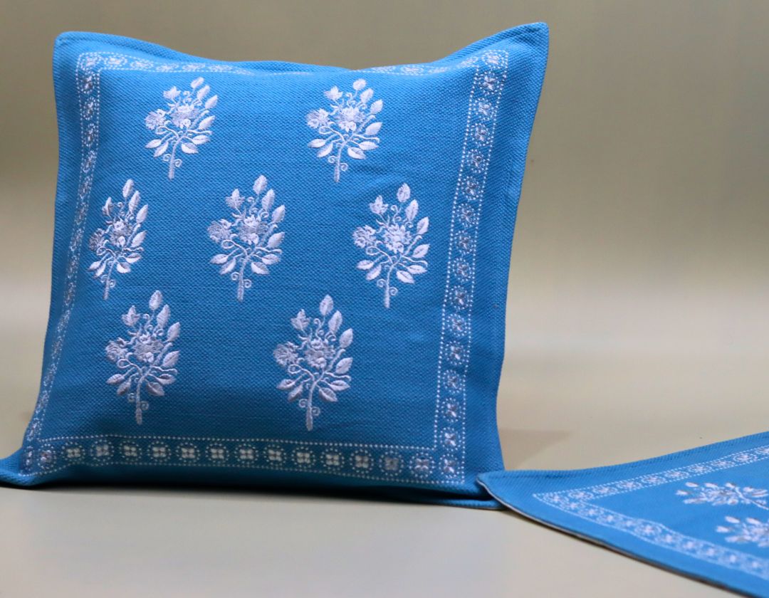 Pure Cotton Embroidered Cushion Covers – Elegance in Every Stitch - The Gharnish - A Unit of Satkala Creations