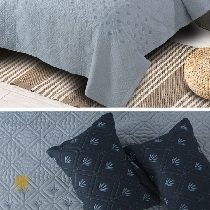 Beautiful Embrodeiry Croma Quilted Bedcover Set - The Gharnish - A Unit of Satkala Creations