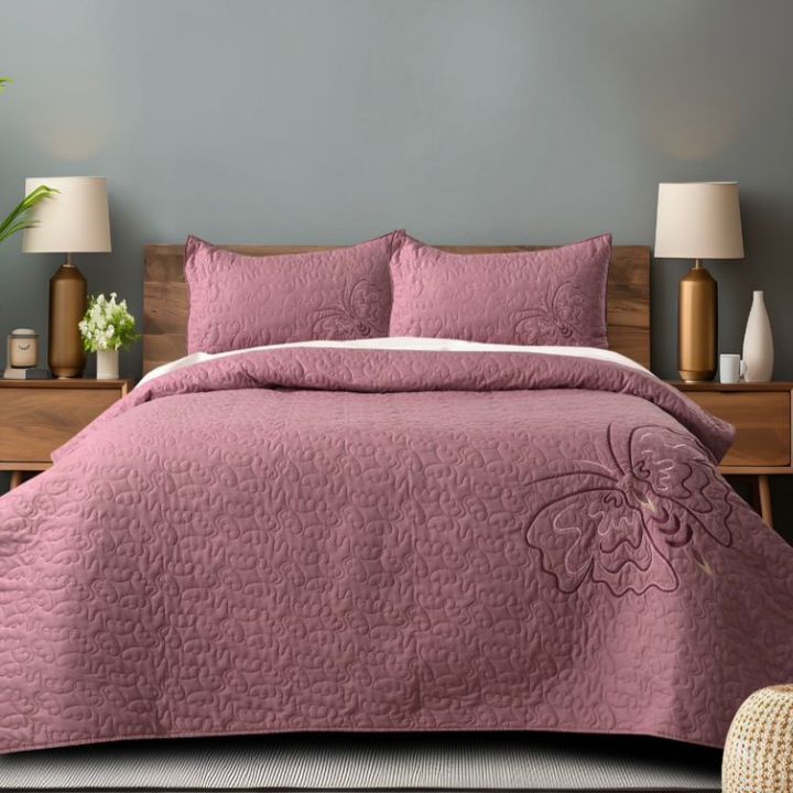 Queen Art Embroidery Bedcover Set of 3 - The Gharnish - A Unit of Satkala Creations