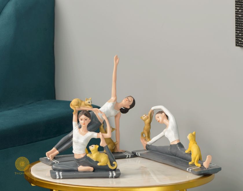 Cat Yoga Showpiece - The Gharnish - A Unit of Satkala Creations