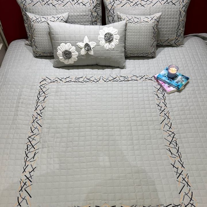 King Size 6 Pcs Quilted Bedcovers Set - The Gharnish - A Unit of Satkala Creations