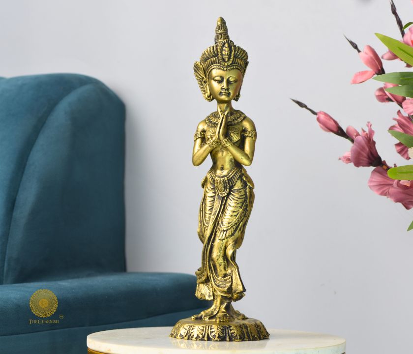 Namaste Pose Women Statue - The Gharnish - A Unit of Satkala Creations