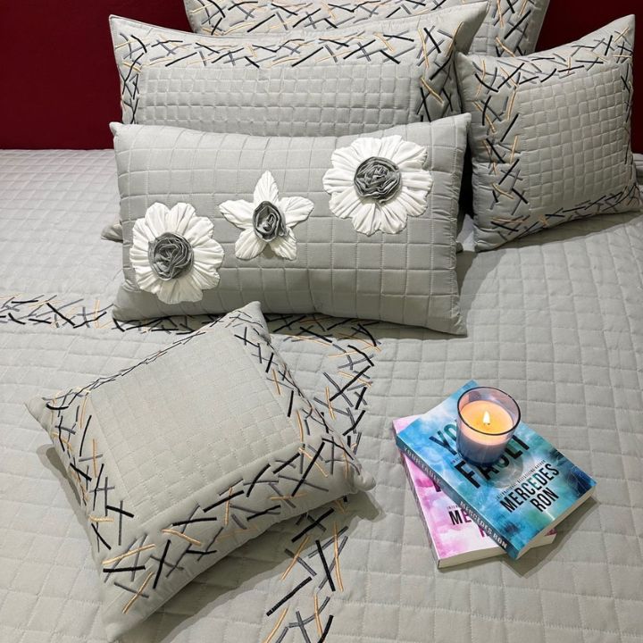 King Size 6 Pcs Quilted Bedcovers Set - The Gharnish - A Unit of Satkala Creations