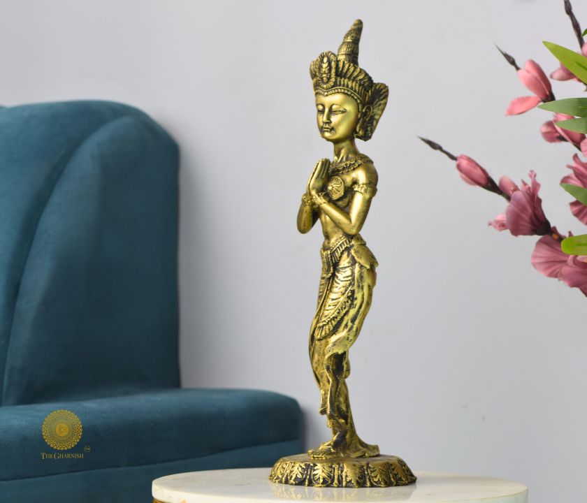 Namaste Pose Women Statue - The Gharnish - A Unit of Satkala Creations
