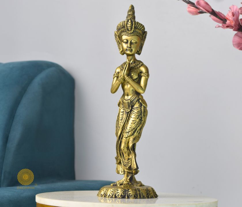 Namaste Pose Women Statue - The Gharnish - A Unit of Satkala Creations
