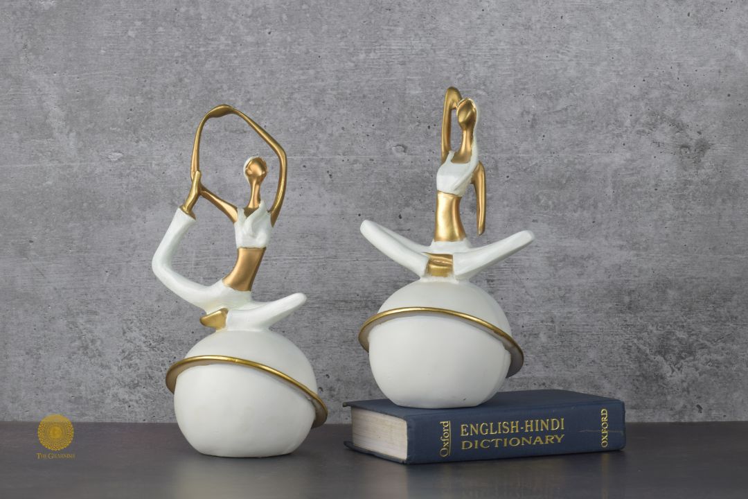 Yoga Poses Figurine Set of 2 (White) - The Gharnish - A Unit of Satkala Creations