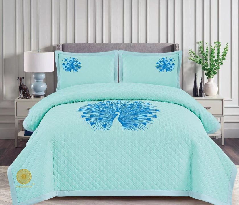 Paradise Solid All Season Bedding Set With Embroidery - The Gharnish - A Unit of Satkala Creations
