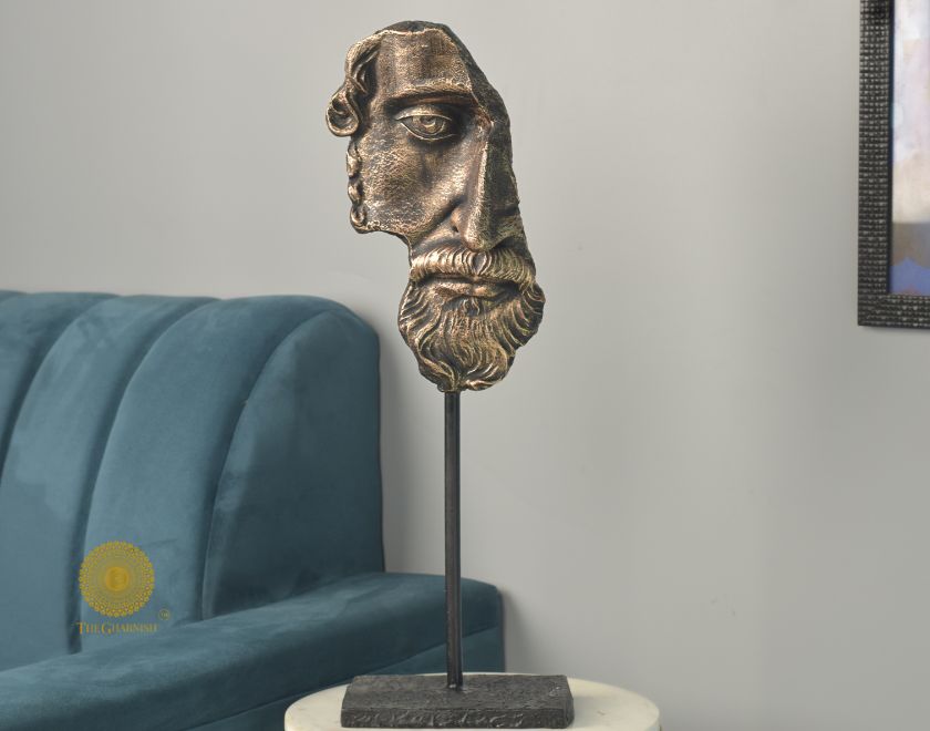 Roman Half Face Man Statue (6x22 Inches) - The Gharnish - A Unit of Satkala Creations