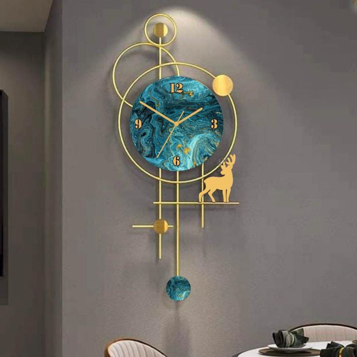 Deer Circles Wall Clock (15 x 36 Inches ) - The Gharnish - A Unit of Satkala Creations