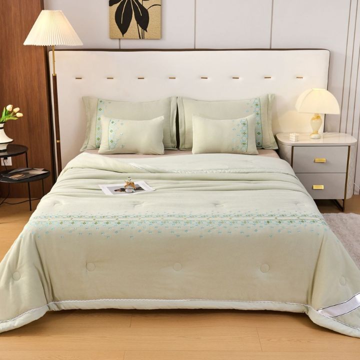 Dazzle Quilted Embroidered 6 Pcs Bedding Set - The Gharnish - A Unit of Satkala Creations