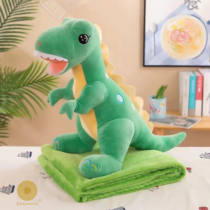 Dinosaur Super Soft Toy with Blanket Inside - The Gharnish - A Unit of Satkala Creations