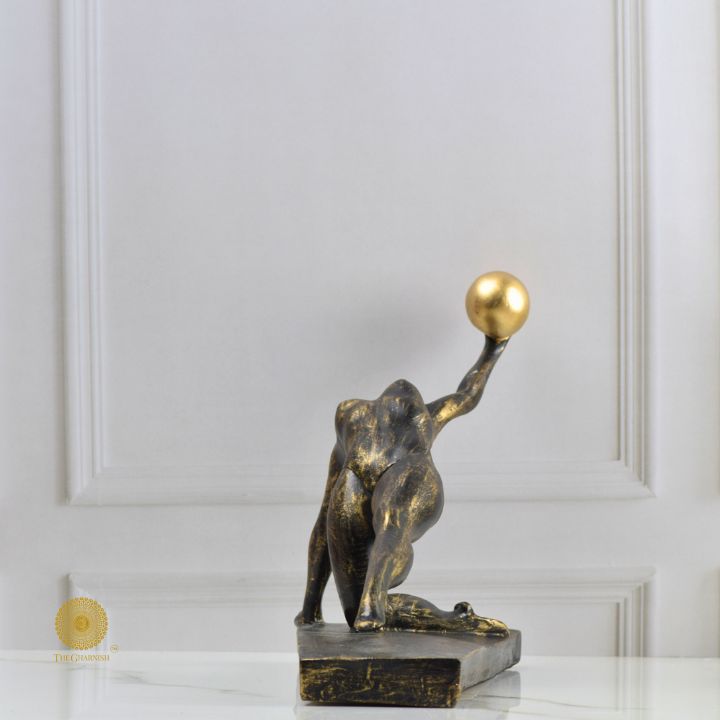 Yoga Lady With Golden Ball Figurine - The Gharnish - A Unit of Satkala Creations