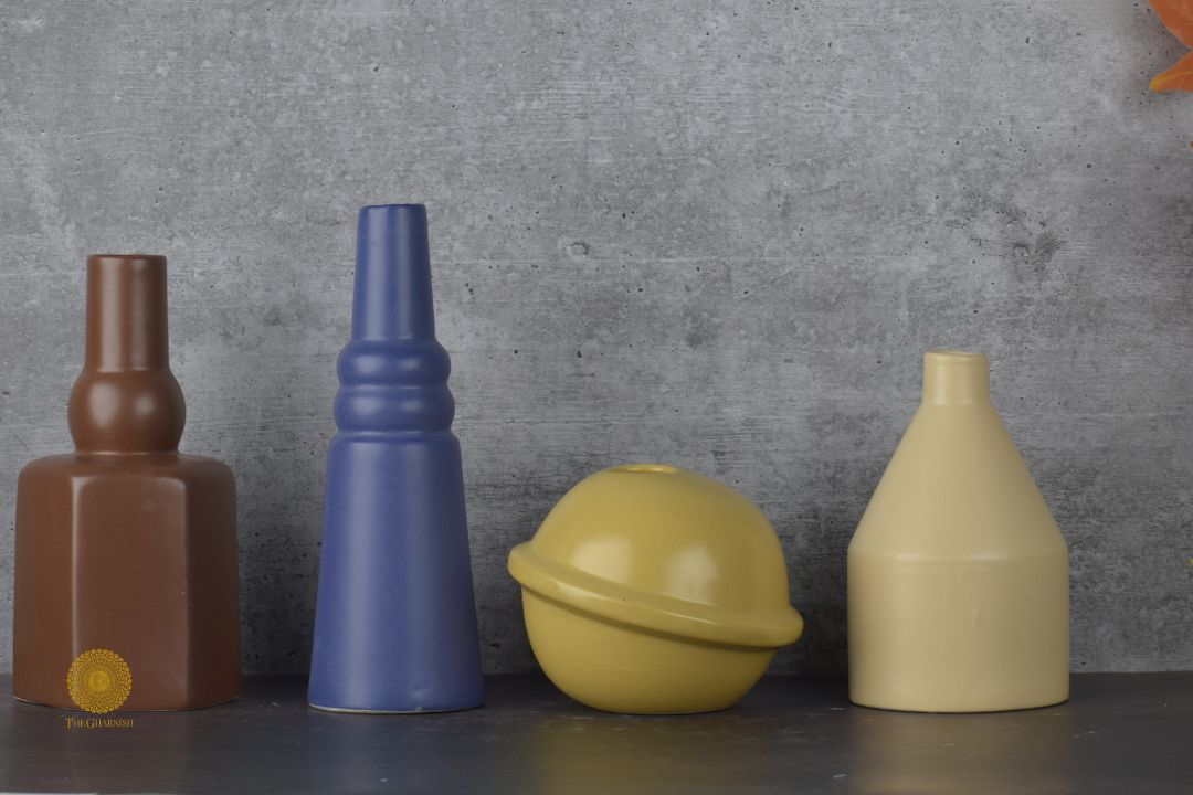 Set of 4 Contemporary Modern Vases - The Gharnish - A Unit of Satkala Creations