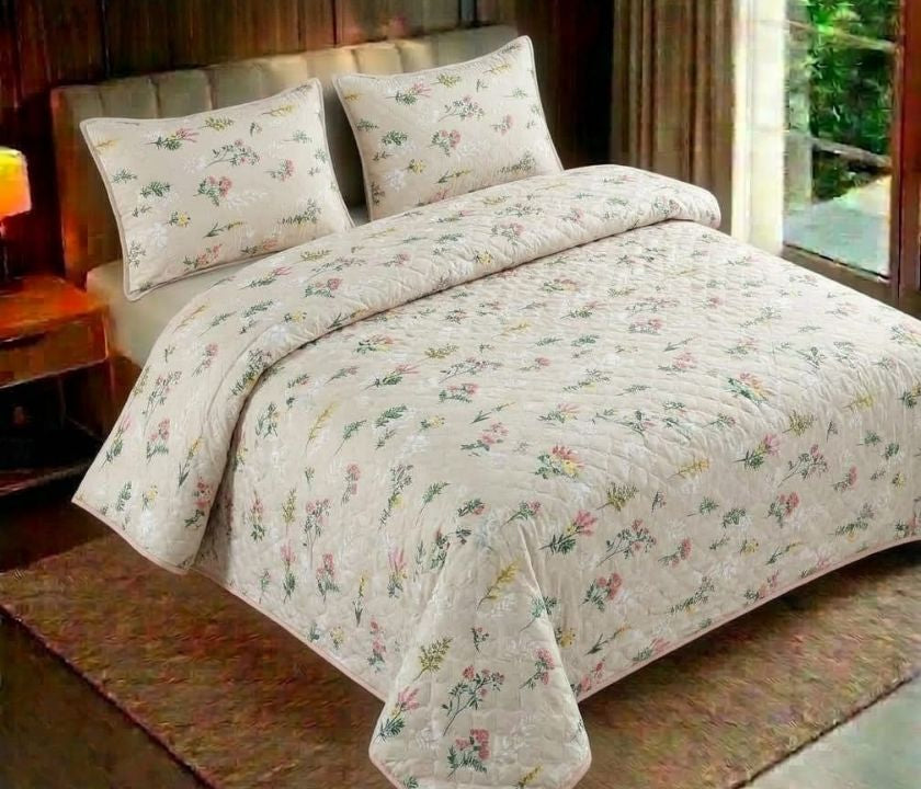 Reversible floral bedding set with three pieces from The Gharnish, featuring colorful, detailed flower patterns on soft fabric.