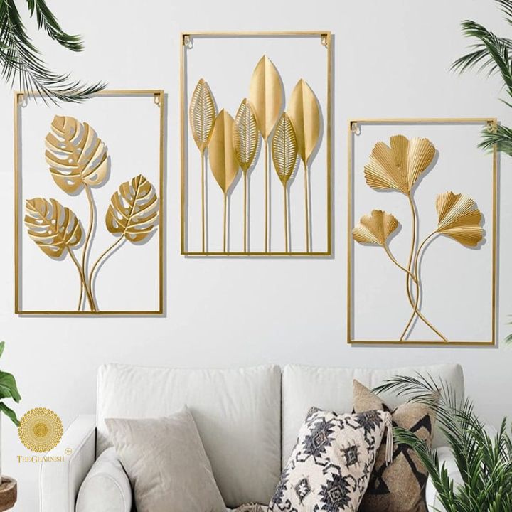 Set of 3 Metallic Panels Wall Art (16x24 Inches Each) - The Gharnish - A Unit of Satkala Creations