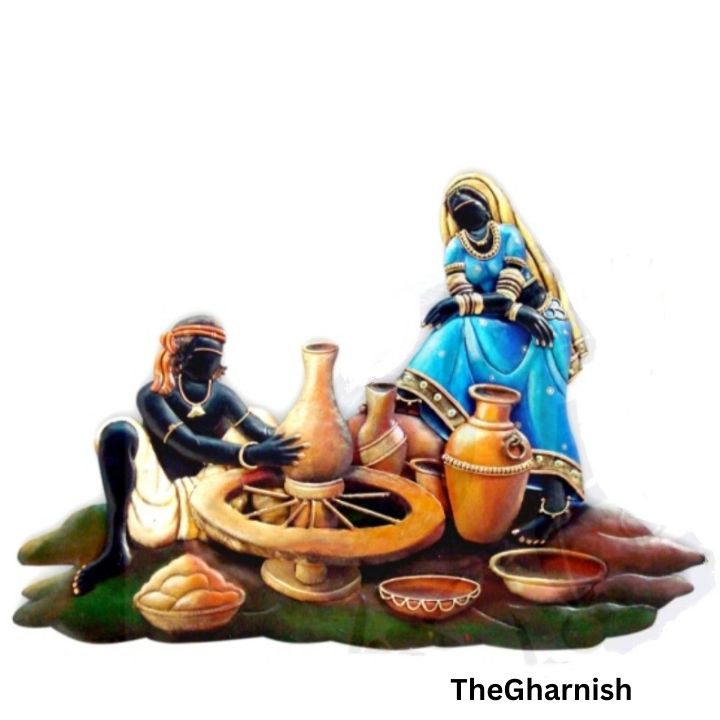 Village Handicraft Couple Rustic Wall Art ( 19 x 28 Inches ) - The Gharnish - A Unit of Satkala Creations