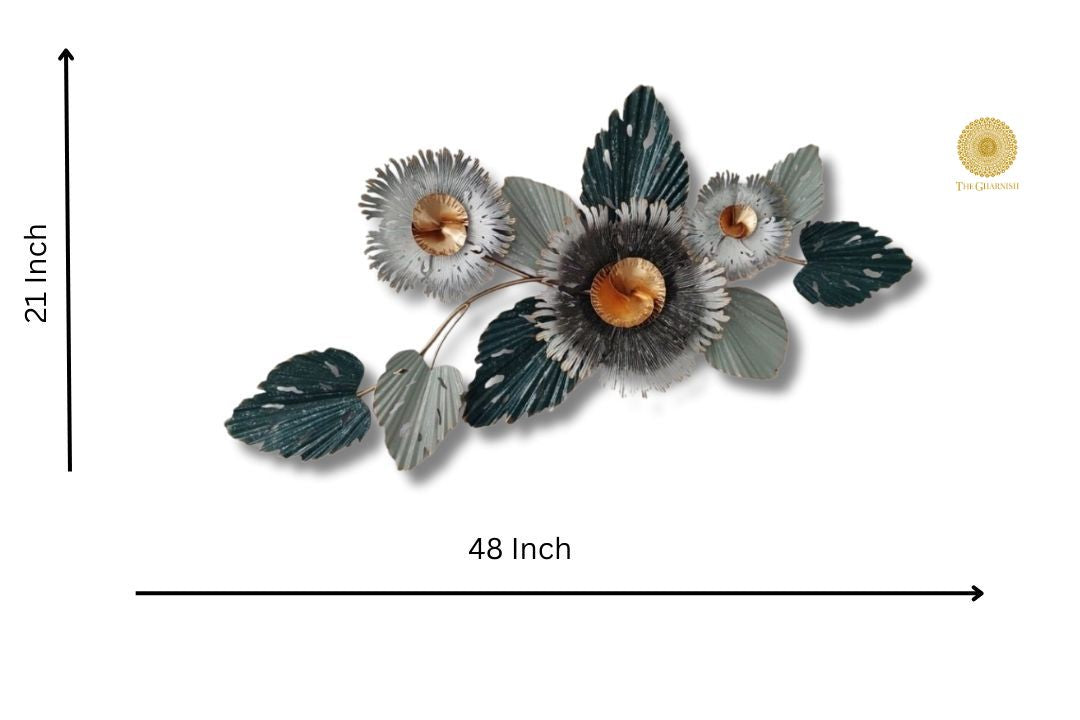 Splendid Palmero Flower Wall Accent - 48 x 21 Inches - The Gharnish - A Unit of Satkala Creations