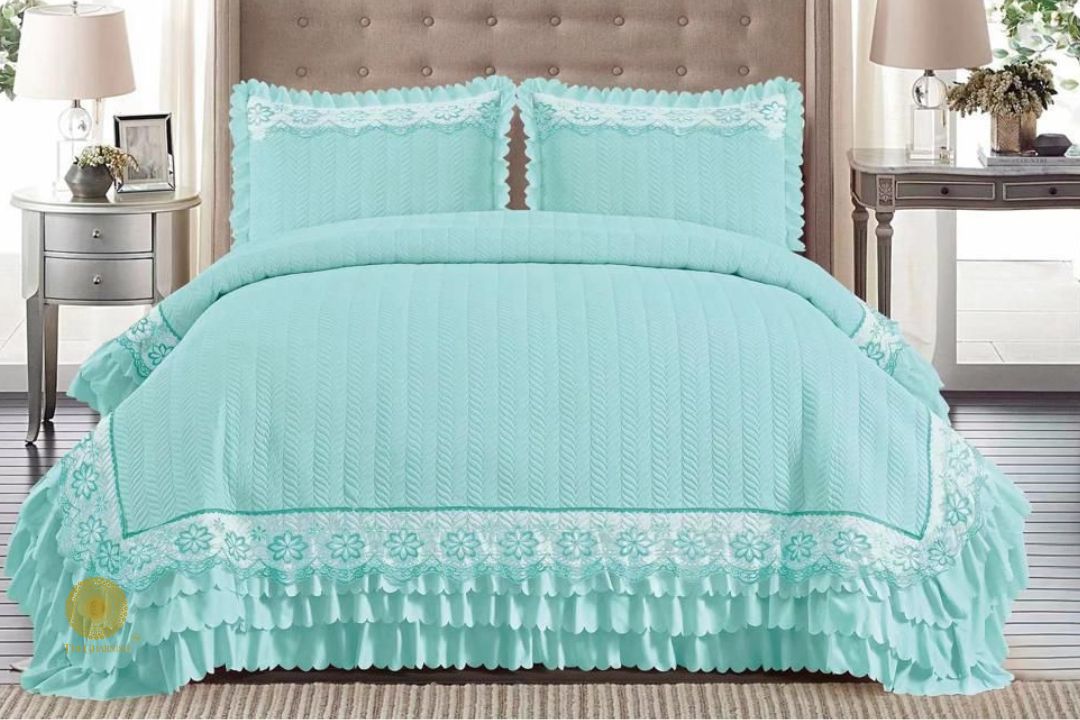 Premium 3 Layer Frill Quilted Bedcover - The Gharnish - A Unit of Satkala Creations