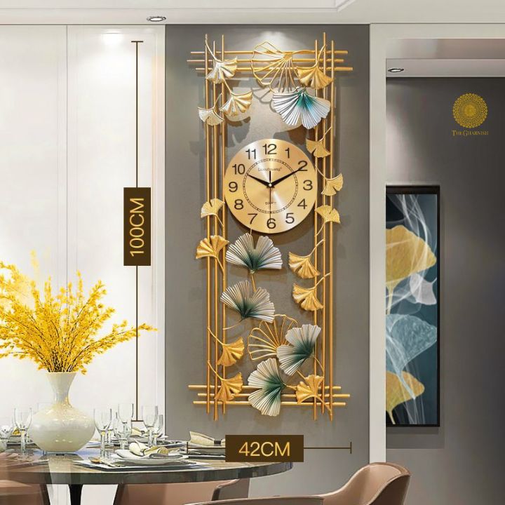 Enchanting Metallic Framed Vertical Wall Clock (16x30 Inches) - The Gharnish - A Unit of Satkala Creations