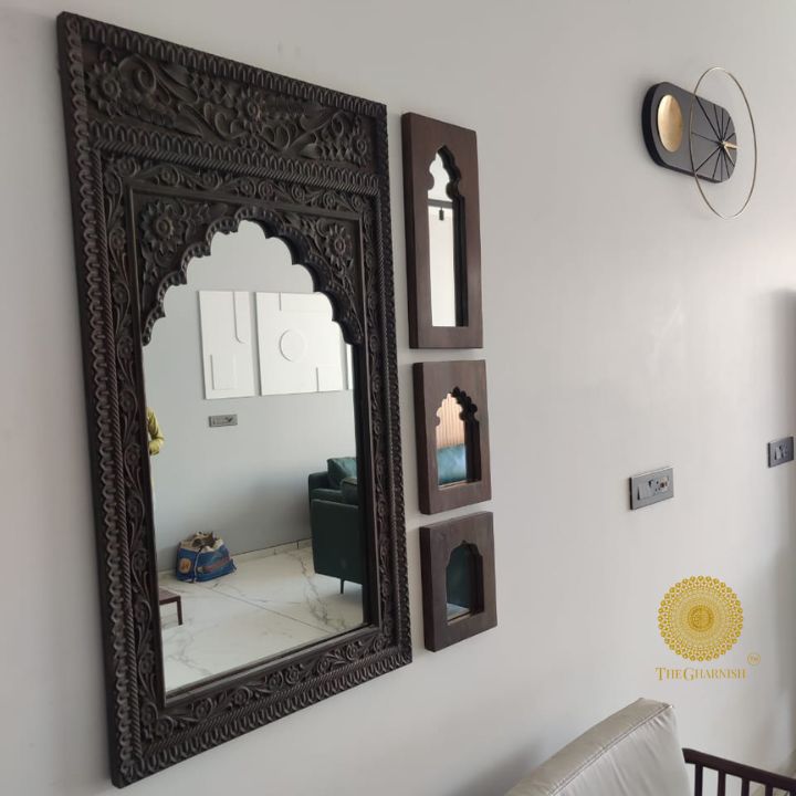 Antique Wooden Mirror Set - The Gharnish - A Unit of Satkala Creations