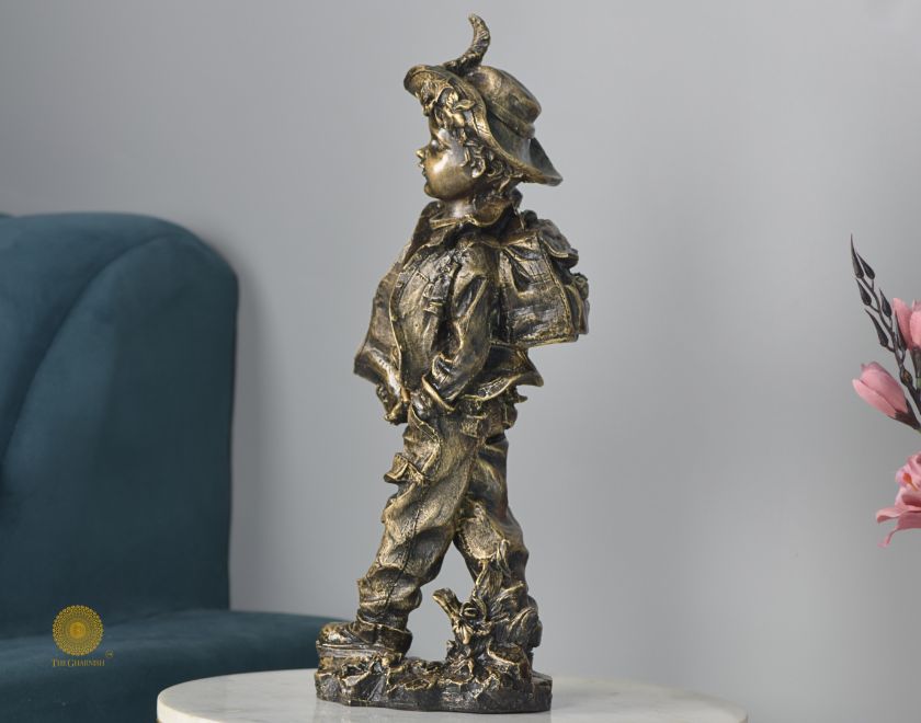 Ancient Antique Golden Boy Statue - The Gharnish - A Unit of Satkala Creations