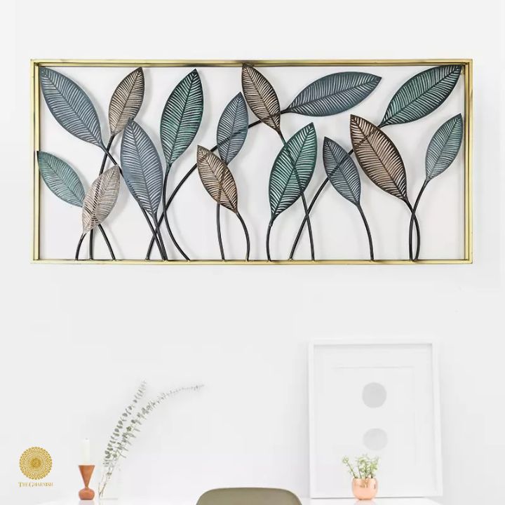 Metallic Dentale Leaf Framed Wall Art ( 47 x 24 Inches ) - The Gharnish - A Unit of Satkala Creations