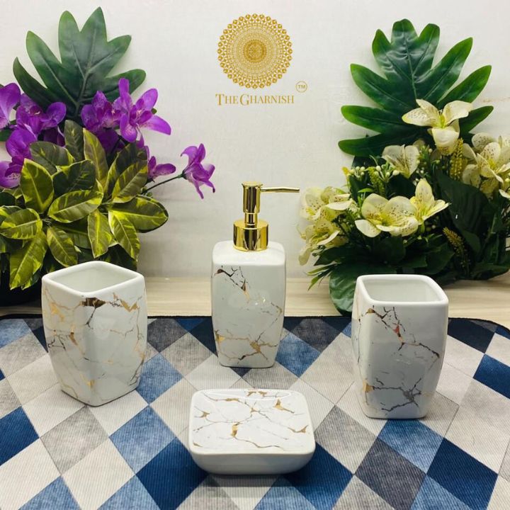 Elegance Ceramic Dispenser Set - The Gharnish - A Unit of Satkala Creations