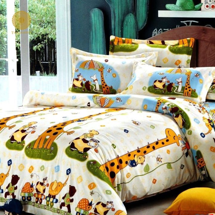Jungle Party Kiddos Bedsheet in the Bedroom - The Gharnish - A Unit of Satkala Creations